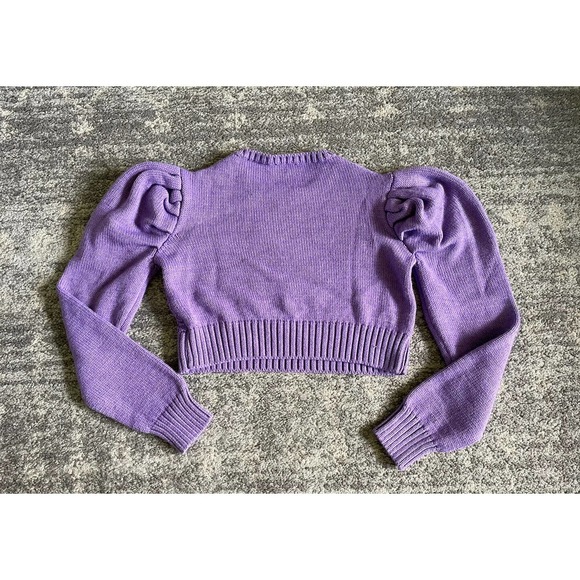 Tach Clothing Womens XS Knit Sweater Purple Crop Scallop N7 - Picture 2 of 9